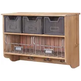 MCW Wandgarderobe MCW-A43, Garderobe, Regal, Tanne Holz, Vintage Patchwork 42x60x24cm
