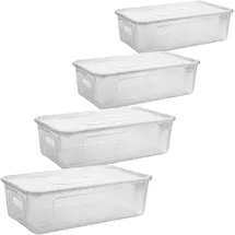 Centi 4er Set Aufbewahrungsboxen mit Deckel Plastikbox 11L transparent mit Griffen