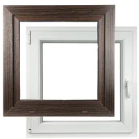 ALUCON Fenster 800x800 mm – Kunststofffenster 80x80 cm – Flügelfenster Innen Weiß/Außen Dunkle Eiche – DIN Links