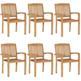 vidaXL Stapelbare Gartenstühle mit Kissen 59 x 95,5 x 26 cm braun 6 St.