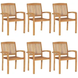 vidaXL Stapelbare Gartenstühle mit Kissen 59 x 95,5 x 26 cm braun 6 St.