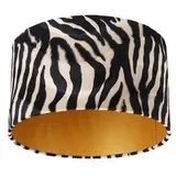 QAZQA Klassisch I Antik Velours Lampenschirm Zebra Design 35I35I20 Gold innen,