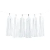 Partydeco Folie Polyester Girlande Quasten Weiß 200 cm