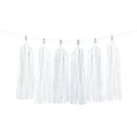 Partydeco Folie Polyester Girlande Quasten Weiß 200 cm