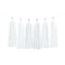 Partydeco Folie Polyester Girlande Quasten Weiß 200 cm