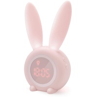 Homealexa Kinder Lichtwecker Cute Rabbit Kinderwecker Creative Nachttischlampe Snooze-Funktion, zeitgesteuertes Nachtlicht, Kindertagesgeschenk für Kinder, Mädchen (Pink)