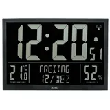 Funkwanduhr AMS, schwarz, Wanduhren, B/H/L: 42cm x 3cm x 29cm, Quarzuhr,Kunststoff,Wohnzimmer,Esszimmer,Küche,Arbeitszimmer,Büro,Flur