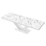 Design Esstisch Tisch HEU-111 Hochglanz ausziehbar 160 bis 256 cm - Weiß