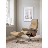 Stressless Relaxsessel STRESSLESS Sunrise Sessel Gr. Leder PALOMA, Cross Base Eiche, Rela x funktion-Drehfunktion-PlusTMSystem-Gleitsystem-BalanceAdaptTM, B/H/T: 92 cm x 105 cm x 80 cm, beige (sand paloma) Lesesessel und Relaxsessel