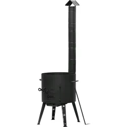 4BIG.fun Ø44 Uchag 2mm stahl Utschak mit Schornstein Abzugsrohr Utschag Kochen im Freienofen Kessel Feuerstelle Feldküche Außenküche Eintopfofen Gulaschkanone