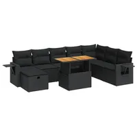 vidaXL Garten-Sofagarnitur 9-tlg. schwarz