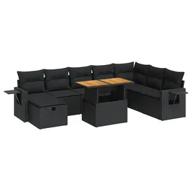 vidaXL Garten-Sofagarnitur 9-tlg. schwarz