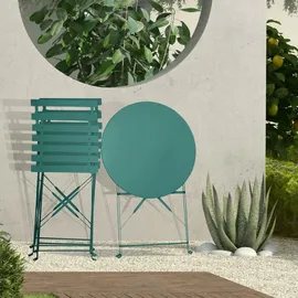 Svita Berlin Bistro-Set Metall Sitzgruppe Balkon klappbar Tisch Stühle Dunkelgrün