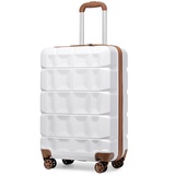 KONO Handgepäck Koffer Trolley Handgepäck 54cm Zwillingsrollen ABS Hartschalenkoffer Reisekoffer mit TSA Schloss 4 Rollen, 54x34x22cm (Koffer Handgepäck, Weiß)