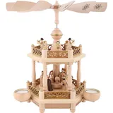 Erzgebirgische Volkskunst Richard Glässer GmbH Richard Glässer Seiffen Christi Geburt, 1-stöckig, 35 cm hoch, Natur mit Teelichter, original Erzgebirge