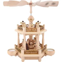 Erzgebirgische Volkskunst Richard Glässer GmbH Richard Glässer Seiffen Christi Geburt, 1-stöckig, 35 cm hoch, Natur mit Teelichter, original Erzgebirge