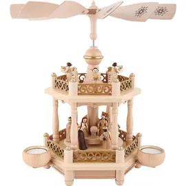 Erzgebirgische Volkskunst Richard Glässer GmbH Richard Glässer Seiffen Christi Geburt, 1-stöckig, 35 cm hoch, Natur mit Teelichter, original Erzgebirge