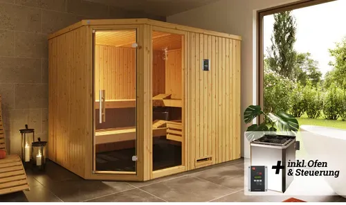 WEKA Elementsauna »VARBERG«, BxHxT: 244 cm x 199 cm x 194 cm - braun