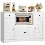 HOMECHO Sideboard, Küchenschrank mit verstellbare Ablagen und Mikrowellenregal weiß