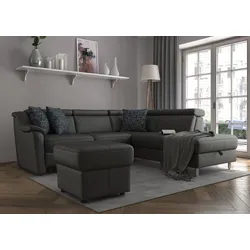 Ecksofa SIT & MORE "Freetown L-Form", schwarz, B:252cm H:84cm T:216cm, Sofas, inklusive Kopfteilverstellung und komfortablem Federkern