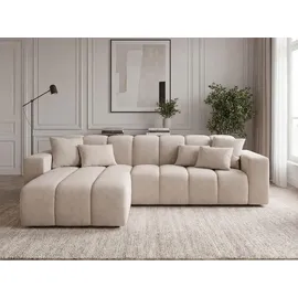 GRAINGOLD Ecksofa Velours 4-Sitzer Beige