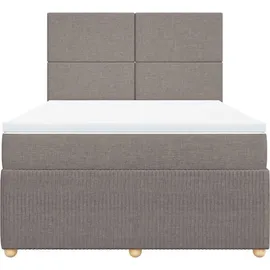 vidaXL Boxspringbett mit Matratze Taupe 140x200 cm Stoff