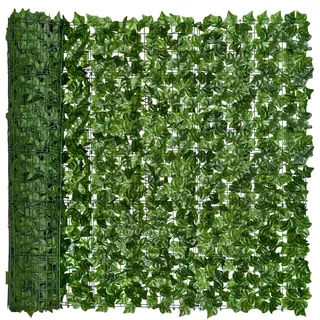DearHouse Künstlicher Efeu-Sichtschutzzaun, Wandschutz, 99,8 x 609,9 cm, künstliche Hecken, Zaun und künstliche Efeu-Ranken, Dekoration für den Außenbereich, Gartendekoration