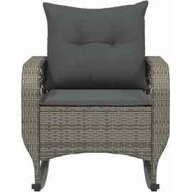 vidaXL Garten-Schaukelstuhl mit Kissen Grau Poly Rattan