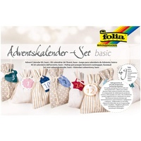 Folia Adventskalender-Set BASIC, Stoffbeutel, 49-teilig, Beutelgröße 10x13cm, mit Motivdruck