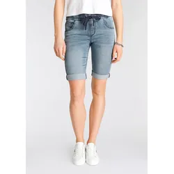 Jogg-Jeansbermudas, hohe Leibhöhe, krempelbare Beinabschlüsse, Used-Look, Gr. 34 - N-Gr, bleached-used, , 65521221-34 N-Gr