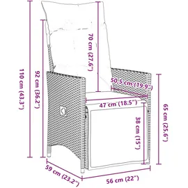 vidaXL Garten Essgruppe 7 pcs Grau Poly Rattan