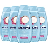 Schauma Feuchtigkeits-Shampoo Feuchtigkeit & Glanz (5 x 400 ml), Haarshampoo mit Reiswasser reinigt die Kopfhaut sanft, Shampoo für glänzendes & gesund aussehendes Haar