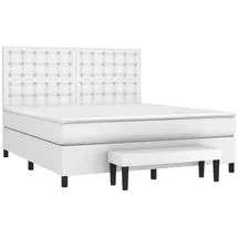 vidaXL Boxspringbett mit Matratze Weiß 160x200 cm Kunstleder