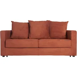 Schlafsofa 3-Sitzer mit Cordstoff in Terracotta mit Matratze 13cm BACIO