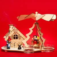SIKORA P30 2-in-1 Holz Teelicht Weihnachtspyramide mit Räucherhaus Hexenhaus