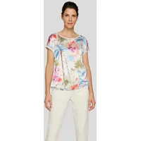 Rabe Print-Shirt mit floralem Muster vorn, hinten unifarben, Gr.