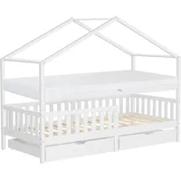 ML-Design Hausbett 90 x 200 cm Kiefer weiß