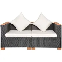 vidaXL Gartensofa Poly Rattan Schwarz