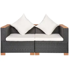 vidaXL Gartensofa Poly Rattan Schwarz