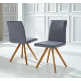 Schalenstuhl HOME AFFAIRE "Rio", blau (graublau, eiche natur geölt, graublau), B:46cm H:91cm T:63cm, Polyester, Stühle, Bezug in Kunstleder oder Strukturstoff und das Gestell ist Eiche geölt