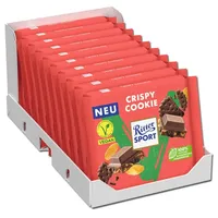 (25,44€/1kg) Ritter Sport Vegan Crispy Cookie, Schokolade, 10 Tafeln je 100g