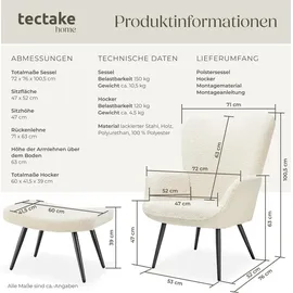 Tectake tectake® Sessel Hygge gepolstert,