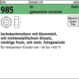 F. REYHER Nchfg. GmbH & Co. KG Sechskantmutter DIN 985 M 12 x 1,25 100 Stück