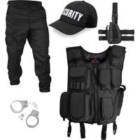 normani Polizei-Kostüm SWAT Karneval Kostüm Einsatzkostüm, Agentenkostüm Verkleidung SWAT FBI POLICE SECURITY Faschingskostüm schwarz XS - XS