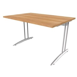 Hammerbacher Schreibtisch weiß rechteckig, C-Fuß-Gestell silber 120,0 x 80,0 cm