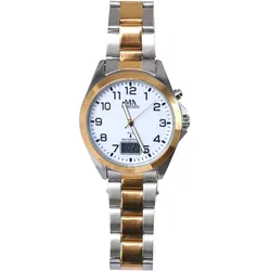 Meister Anker Herren Funk Armbanduhr Edelstahl Bicolor weifles Ziffernblatt