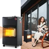 Clanmacy Gasheizung Gasheizer Gasheizofen Heizstrahler 4.2 KW Gas Kamin inkl. Druckregler + Schlauch Gasheizstrahler Butan- oder Propangasflaschen ...