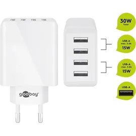 goobay 44962 4-fach USB-Ladegerät 30W, weiß