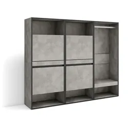 SKRAUT HOME Schuhschrank, Platzsparender Schrank, 180x35x145 cm, Schlafzimmer, Offener Schrank, Moderner Stil, Zementgrau - 460_49