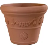 MS-Steinzeug Pflanzkübel 55 cm | Blumentopf in Terracotta Optik mit Design | Übertopf aus Kunststoff - wetterfest, bruchsicher und Winterfest | Pflanztopf in konischer Form für innen & außen